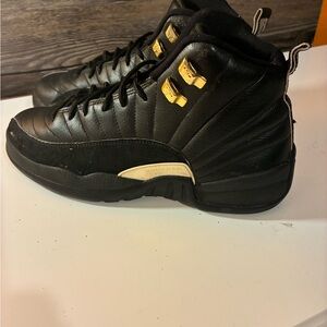 Jordan Men's Black High-Top Sneakers with Gold Accents